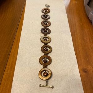 Handmade Brown Pearl and Circle Beaded Bracelet